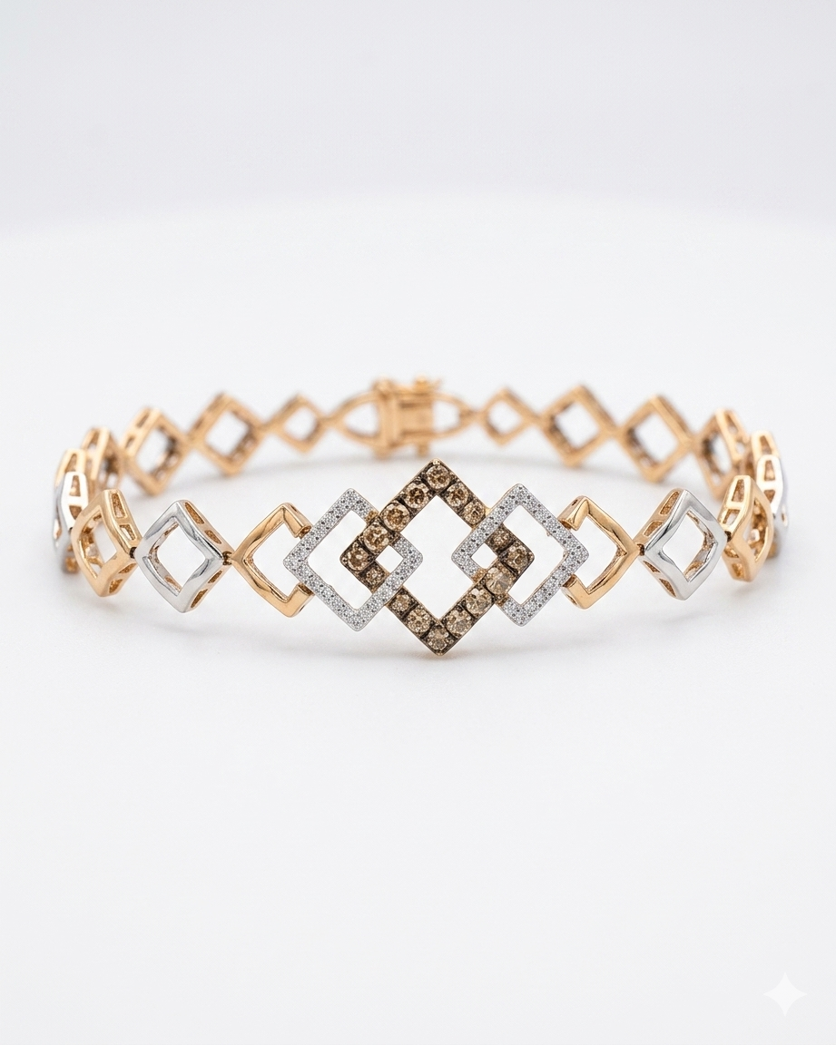 geometric diamond link bracelet | contemporary 14k gold statement bracelet