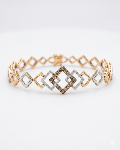 Geometric Diamond Link Bracelet | Contemporary 14K Gold Statement Bracelet