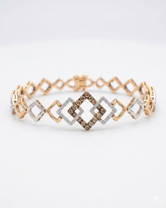 Geometric Diamond Link Bracelet | Contemporary 14K Gold Statement Bracelet
