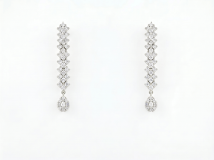 Luxury Round Diamond Drop Earrings | 14K Gold Dangle Earrings
