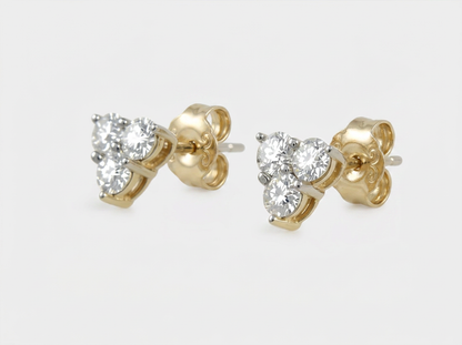 Classic Cluster Round Diamond Stud Earrings | 14K Gold Earrings