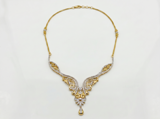 Elegant Diamond Floral Necklace | Designer 14K Gold Necklace