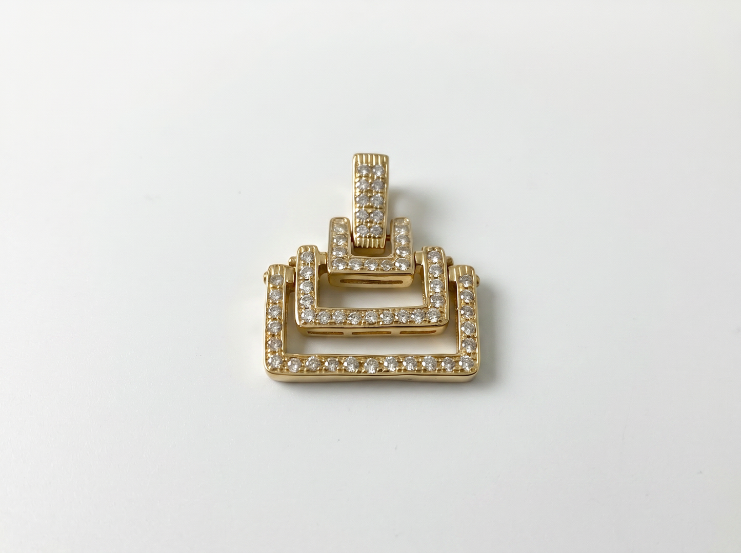 modern geometric round diamond pendant | 14k gold square pendant