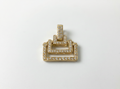 Modern Geometric Round Diamond Pendant | 14K Gold Square Pendant
