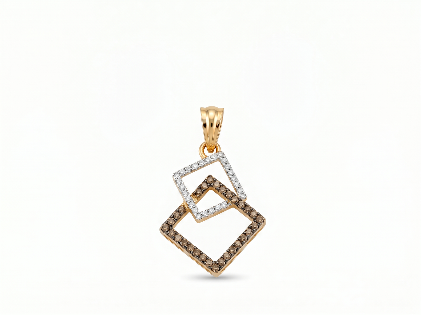 geometric natural diamond pendant | contemporary double square elegance