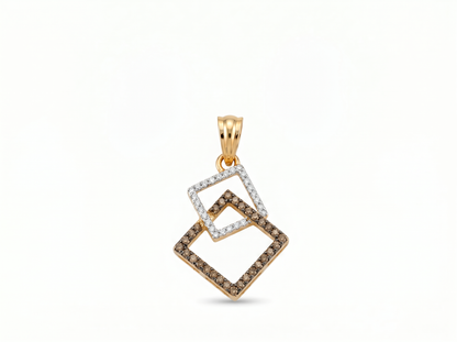 Geometric Natural Diamond Pendant | Contemporary Double Square Elegance