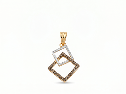Geometric Natural Diamond Pendant | Contemporary Double Square Elegance