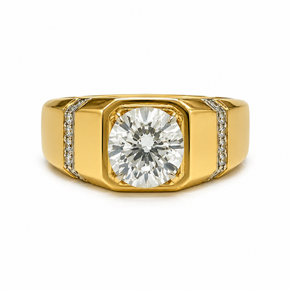 Round Diamond Men's Solitaire Ring | Prong Setting
