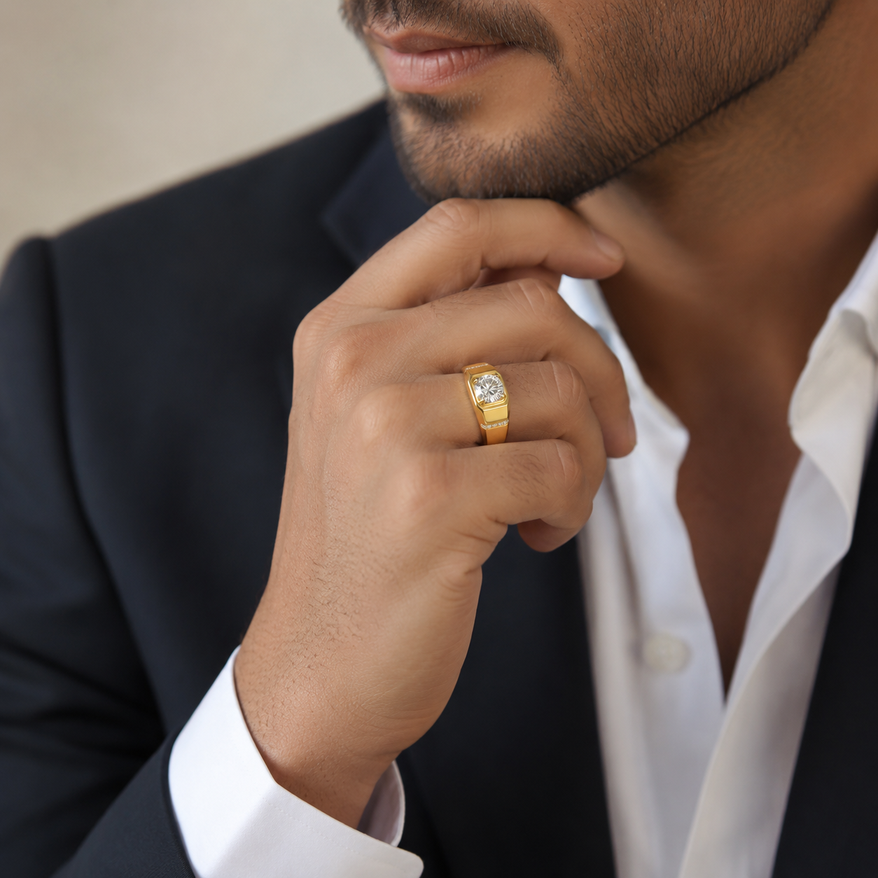 round diamond men's solitaire ring | prong setting