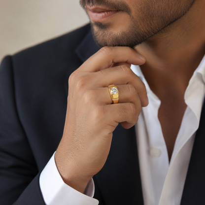 Round Diamond Men's Solitaire Ring | Prong Setting