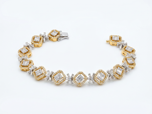 Luxury Diamond Link Bracelet | Statement 18K Gold Geometric Bracelet