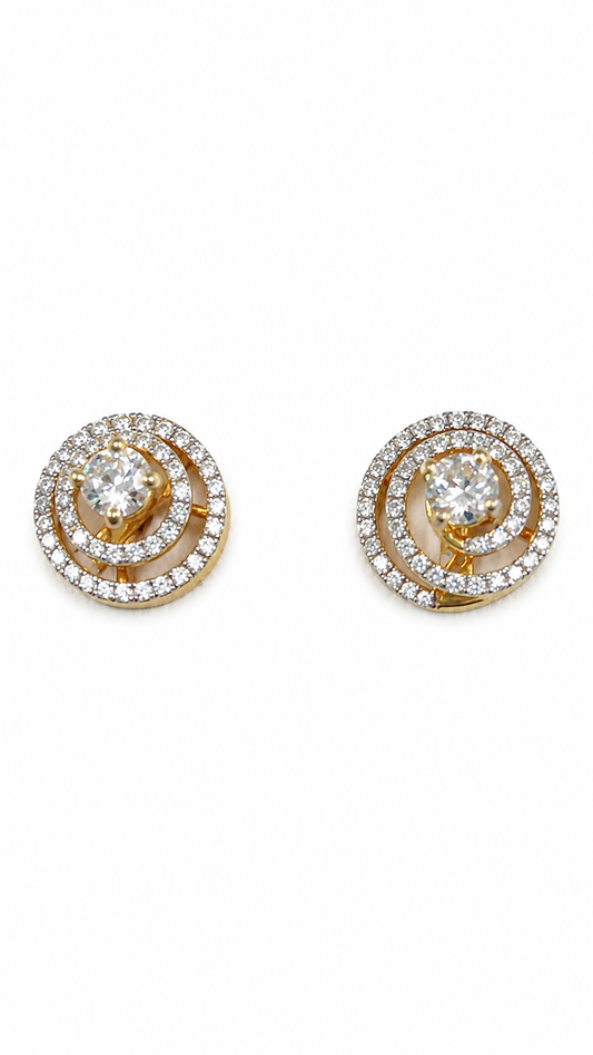 Spiral Halo Round Brilliant Diamond Earrings | Contemporary Circle Elegance