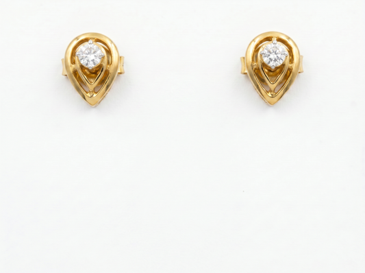 Teardrop Round Brilliant Diamond Stud Earrings | Timeless Everyday Elegance
