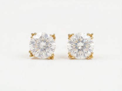 Round Brilliant Diamond Stud Earrings | Timeless Solitaire Elegance
