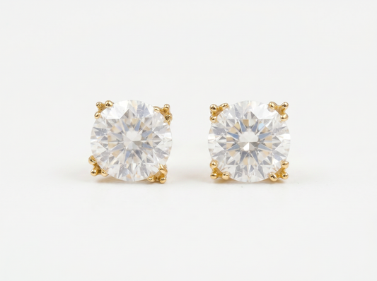 Round Brilliant Diamond Stud Earrings | Timeless Solitaire Elegance