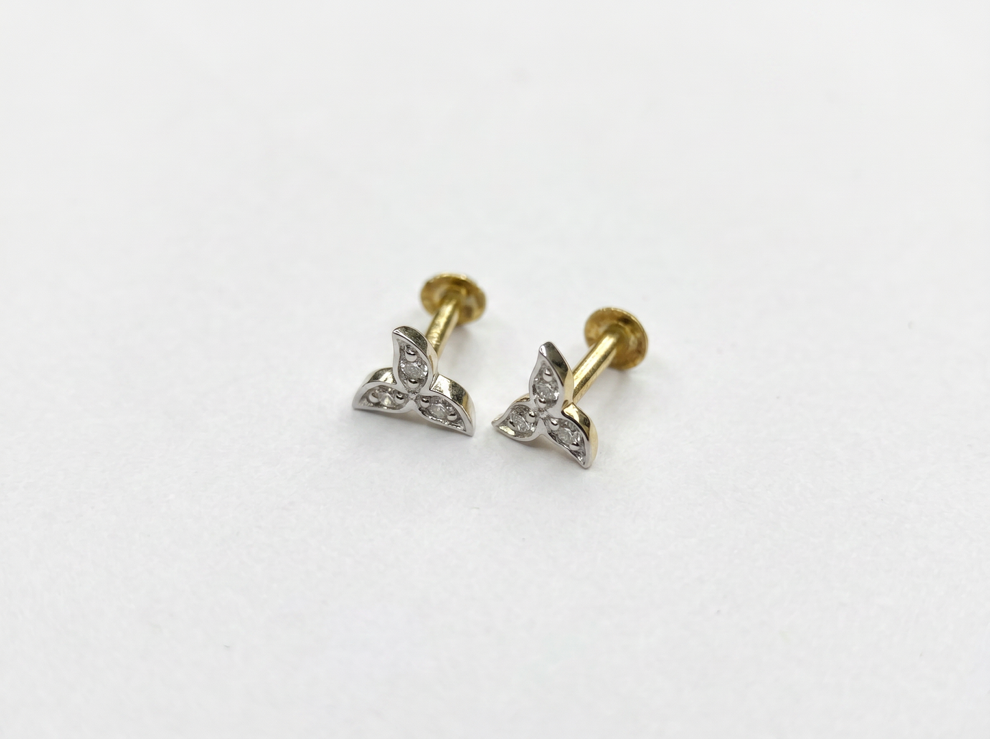 minimalist diamond trinity stud earrings | delicate 18k gold everyday earrings