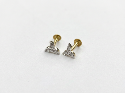 Minimalist Diamond Trinity Stud Earrings | Delicate 18K Gold Everyday Earrings
