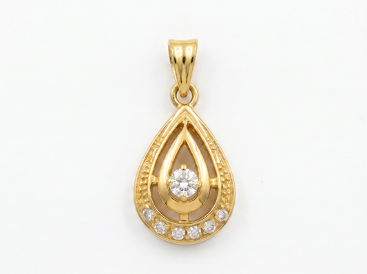 Teardrop Round Brilliant Diamond Pendant | Classic Layered Elegance
