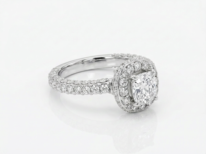 Luxury Halo Diamond Ring | Elegant 18K White Gold Ring