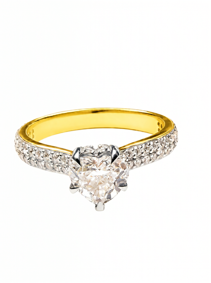 Heart Cut Diamond Engagement Ring | Elegant 18K Gold Solitaire Ring