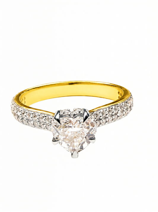 Heart Cut Diamond Engagement Ring | Elegant 18K Gold Solitaire Ring