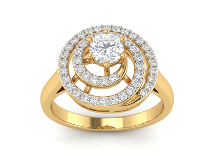 Double Halo Diamond Ring | Elegant 18K Gold Statement Ring
