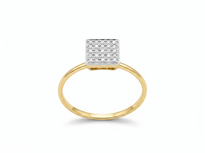 Minimalist Square Round Diamond Ring | Modern 18K Gold Ring