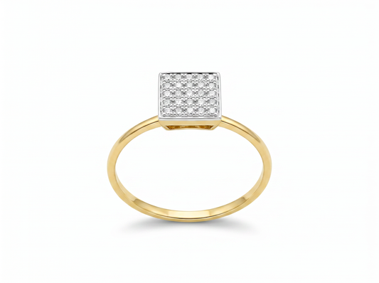 Minimalist Square Round Diamond Ring | Modern 18K Gold Ring