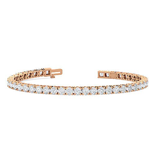 four prong diamond tennis bracelet | round cut single row diamond bracelet