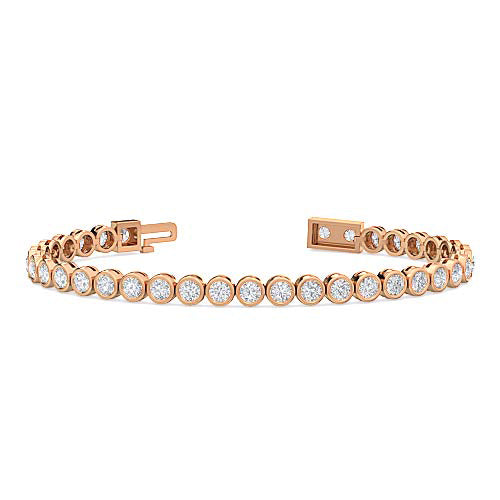 Bezel Set Diamond Tennis Bracelet | Round Cut Single Row Diamond Bracelet