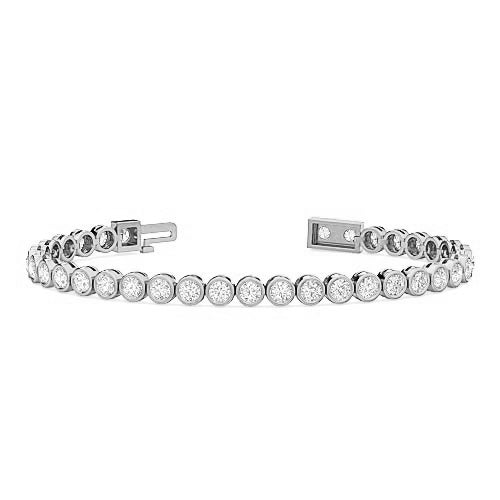 Bezel Set Diamond Tennis Bracelet | Round Cut Single Row Diamond Bracelet