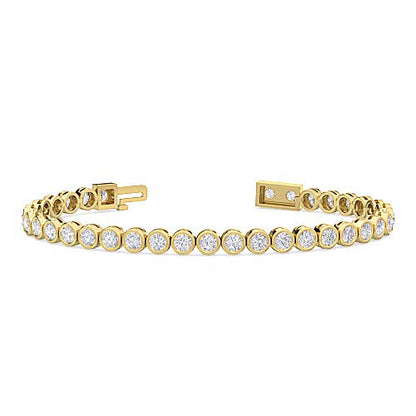 Bezel Set Diamond Tennis Bracelet | Round Cut Single Row Diamond Bracelet