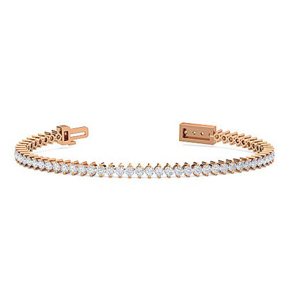 Two Prong Diamond Tennis Bracelet | Round Cut Single Row Diamond Bracelet