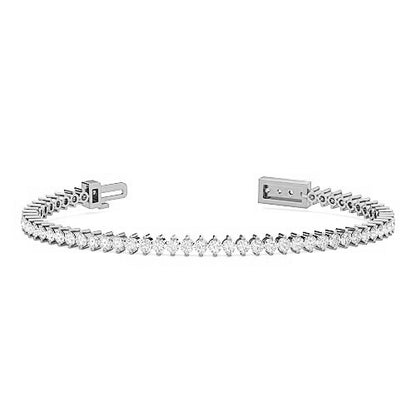 Two Prong Diamond Tennis Bracelet | Round Cut Single Row Diamond Bracelet