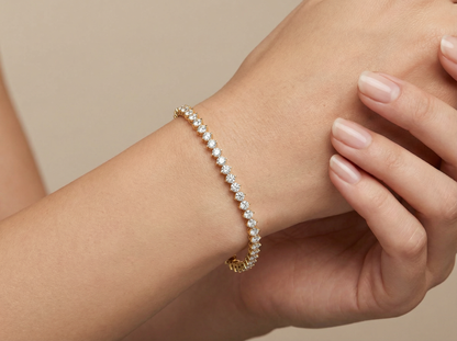 Two Prong Diamond Tennis Bracelet | Round Cut Single Row Diamond Bracelet