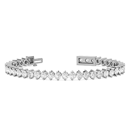 Modern Two Prong Diamond Tennis Bracelet | Round Cut Single Row Bracelet