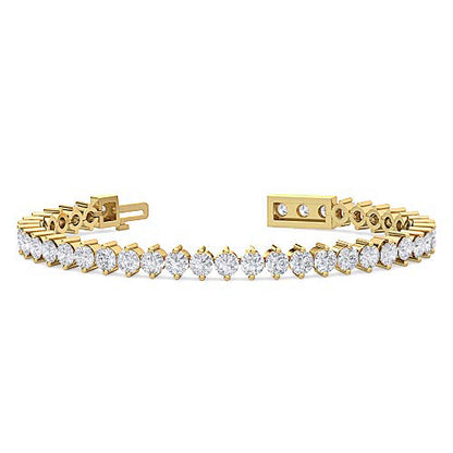 Modern Two Prong Diamond Tennis Bracelet | Round Cut Single Row Bracelet