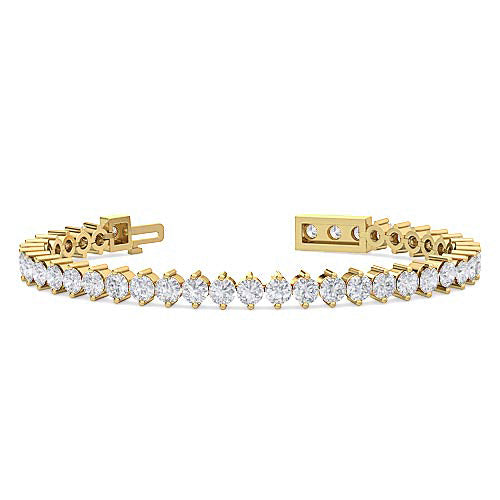 Modern Two Prong Diamond Tennis Bracelet | Round Cut Single Row Bracelet