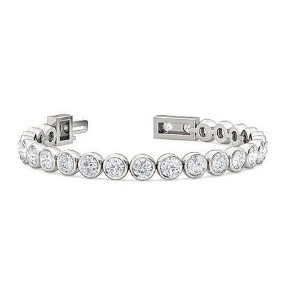 Round Brilliant Cut Diamond Bezel Tennis Bracelet | Classic Single Row Setting