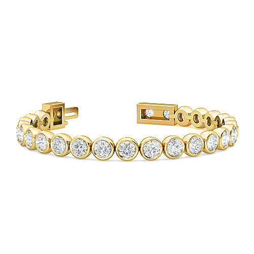 Round Brilliant Cut Diamond Bezel Tennis Bracelet | Classic Single Row Setting