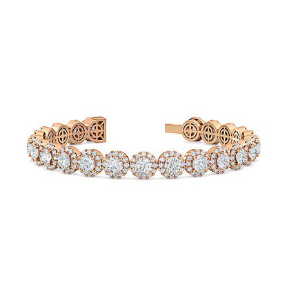 Round Brilliant Diamond Halo Tennis Bracelet | Classic Pavé Halo Setting