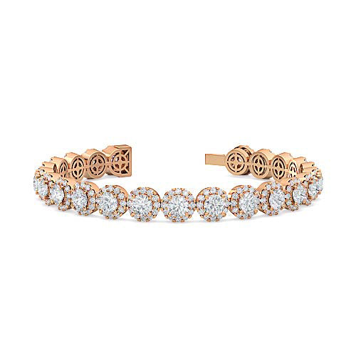 Round Brilliant Diamond Halo Tennis Bracelet | Classic Pavé Halo Setting