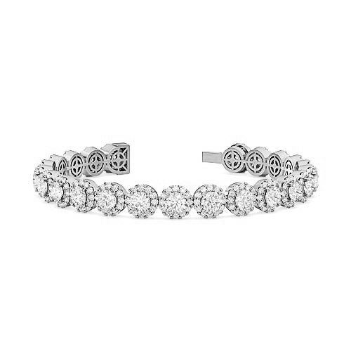 Round Brilliant Diamond Halo Tennis Bracelet | Classic Pavé Halo Setting