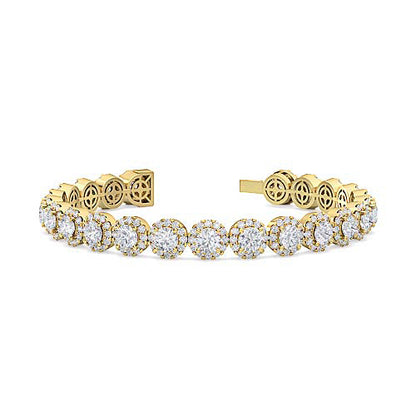 Round Brilliant Diamond Halo Tennis Bracelet | Classic Pavé Halo Setting