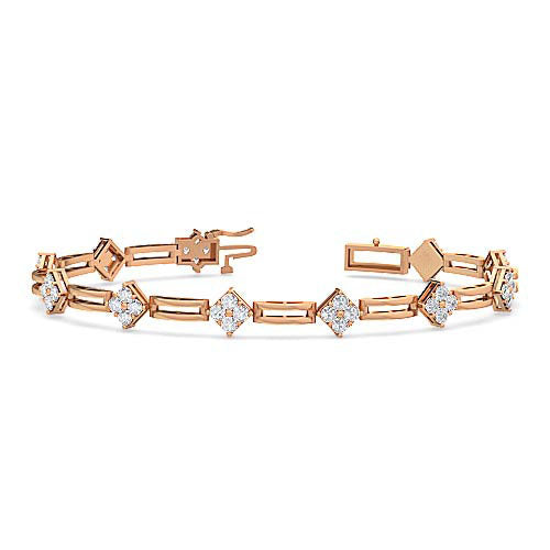 round brilliant cut diamond rhombus bracelet | geometric prong set design