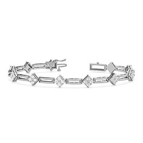 round brilliant cut diamond rhombus bracelet | geometric prong set design