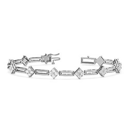 Round Brilliant Cut Diamond Rhombus Bracelet | Geometric Prong Set Design