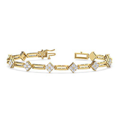 Round Brilliant Cut Diamond Rhombus Bracelet | Geometric Prong Set Design