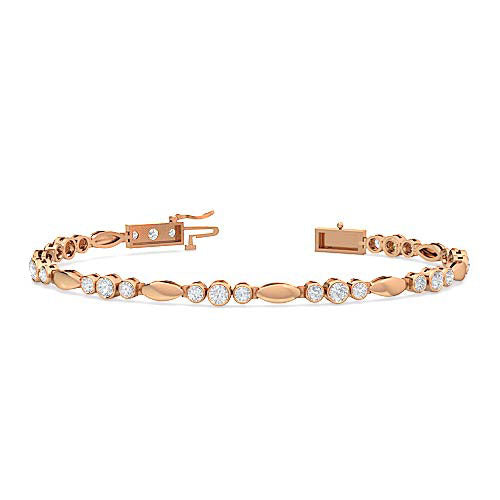 round brilliant cut diamond bezel tennis bracelet | 24 diamond trilogy setting