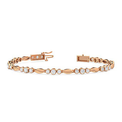 Round Brilliant Cut Diamond Bezel Tennis Bracelet | 24 Diamond Trilogy Setting